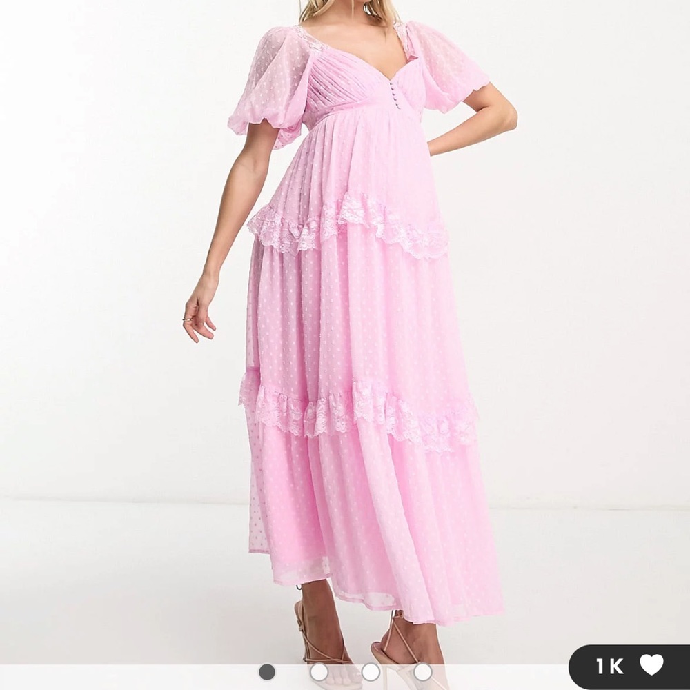 COPY - ASOS Maternity open back lace insert textured maxi tea dress in light pi…